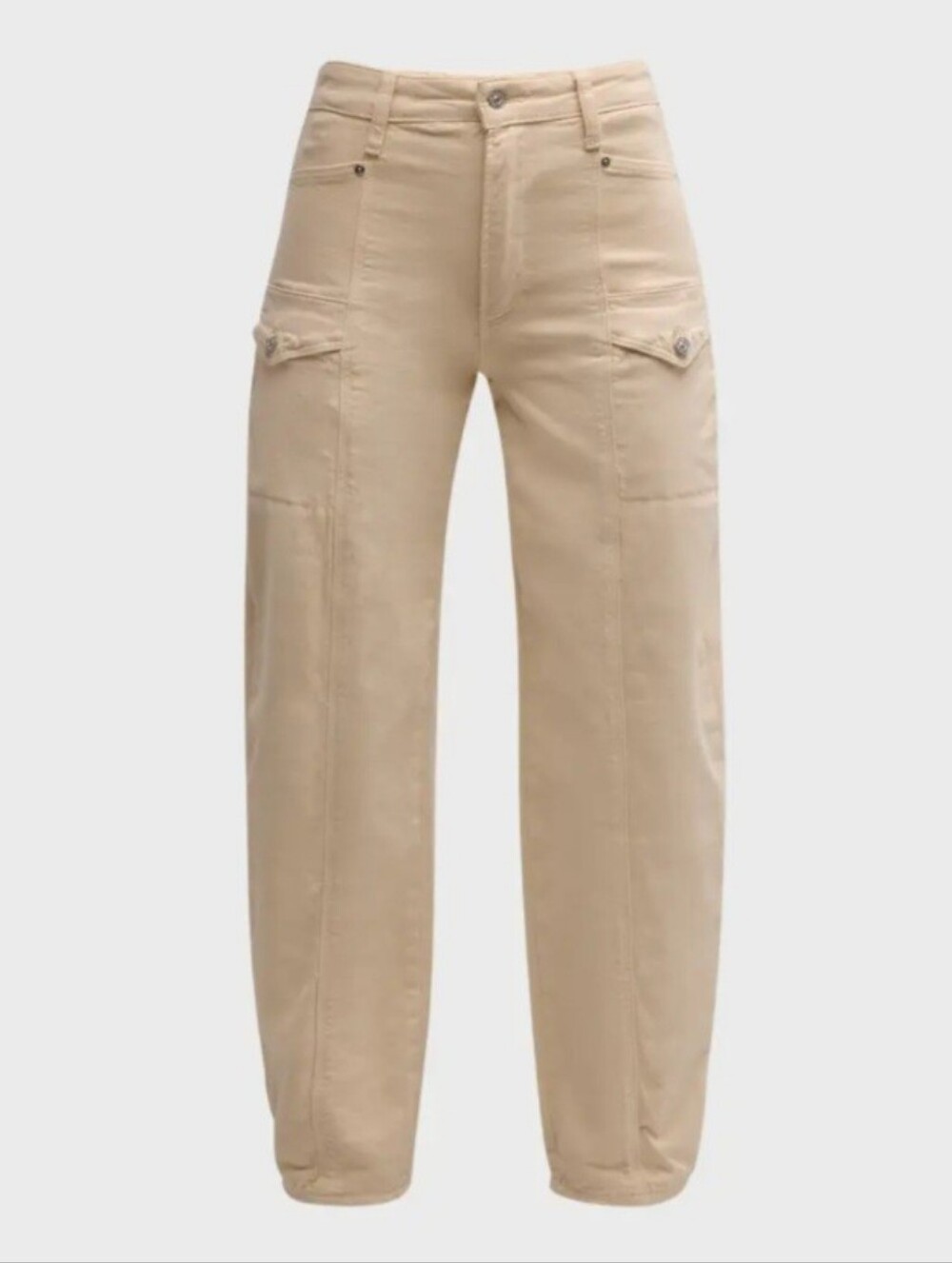 Paige Denim Cream Alexis Utility Cargo Barrel Jean Jeans Size 31 Wide Leg